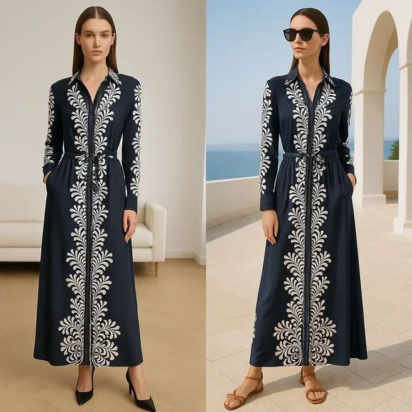 Elie Tahari M/M Womens Long Sleeve Black & White Dress - Picture 1 of 11